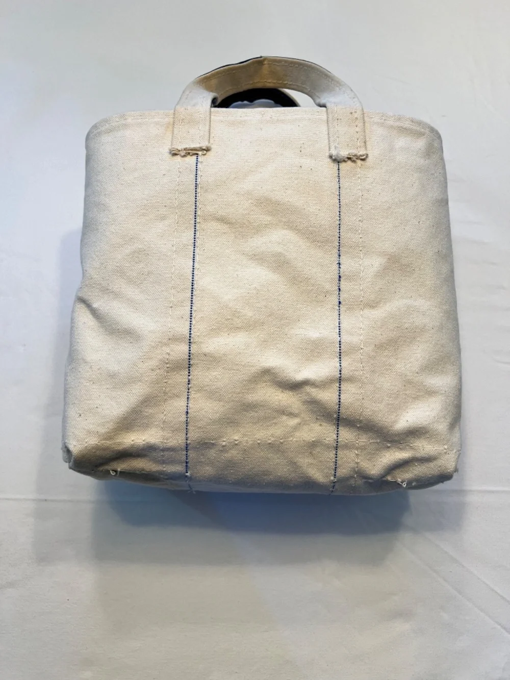 *FIRM PRICE* Vintage L.L. Bean Boat Tote Medium Navy /Natural Canvas Reg Handles - Picture 4 of 14